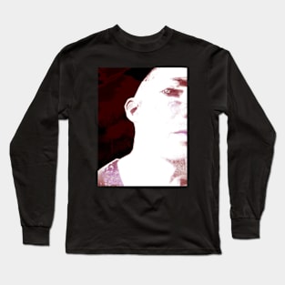 Portrait, digital collage and special processing. Hard situation, but men looking on us. Beautiful. Dark red. Like from anime. Long Sleeve T-Shirt